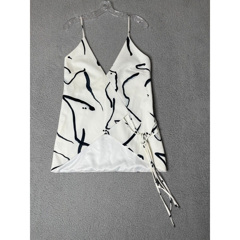 Stylestalker White and Black Abstract Wrap Cami